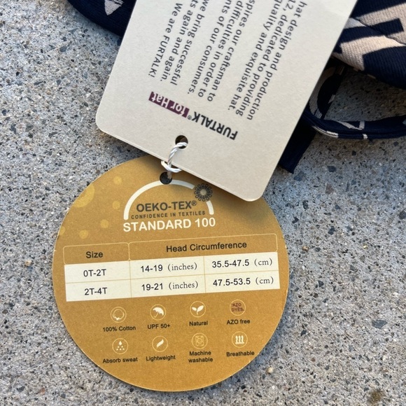 Kid's Furtalk Hat Multicolor Logo All-Over 0-2T Sun Protection Light NWT Travel - Picture 3 of 11